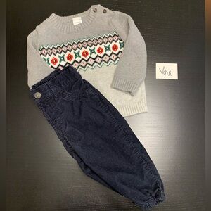 Carter's 12m Grey Sweater and Black Pants 2-Piece Matching Set
